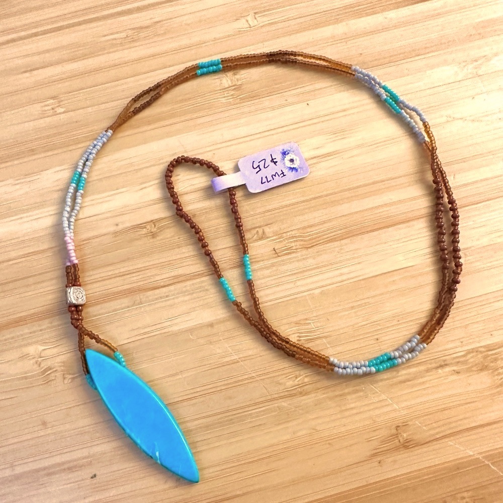 Handmade Beaded Necklace Turquoise point